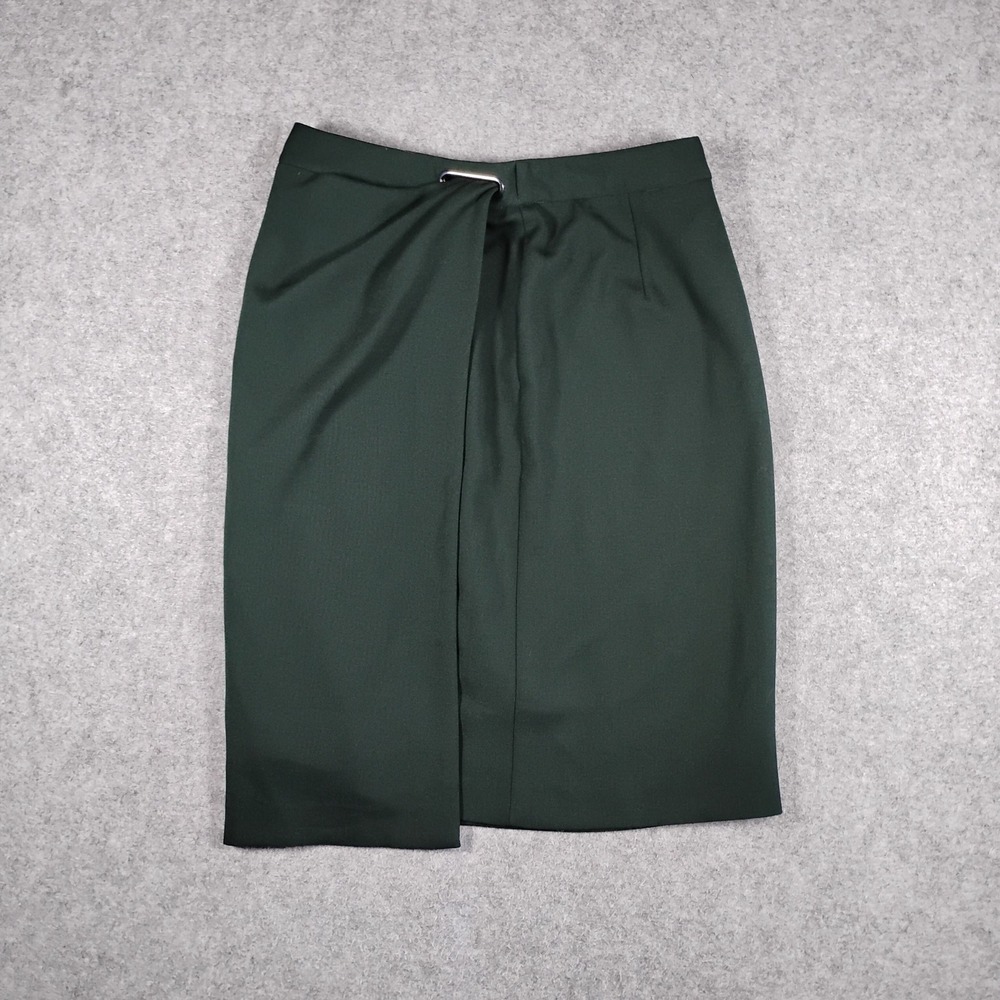 Reiss Ginnie Black Wool Blend Asymmetrical Wrap Pencil Skirt Womens 4